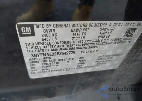 2014 Cadillac Srx Standard z USA, uszkodzony, nr VIN 3GYFNAE32ES549729